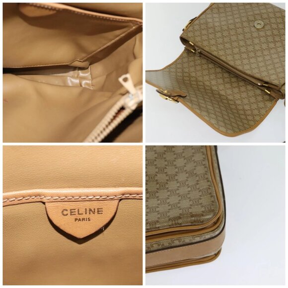 CELINE Macadam Canvas Shoulder Bag PVC Brown Gold - Picture 11 of 15